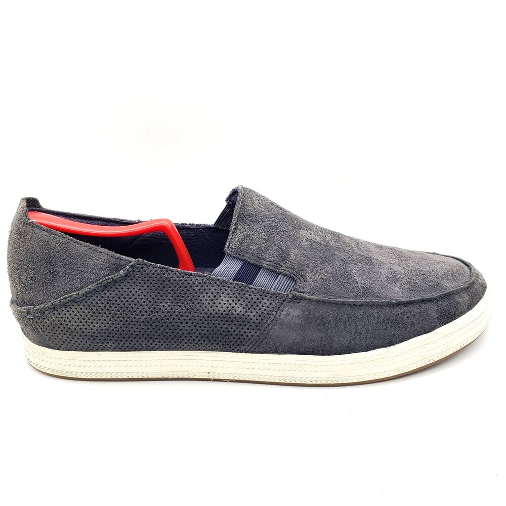 Olukai Pahono Slip On Loafer Leather Shoes Gray Suede Step In Heel Men's 11.5
